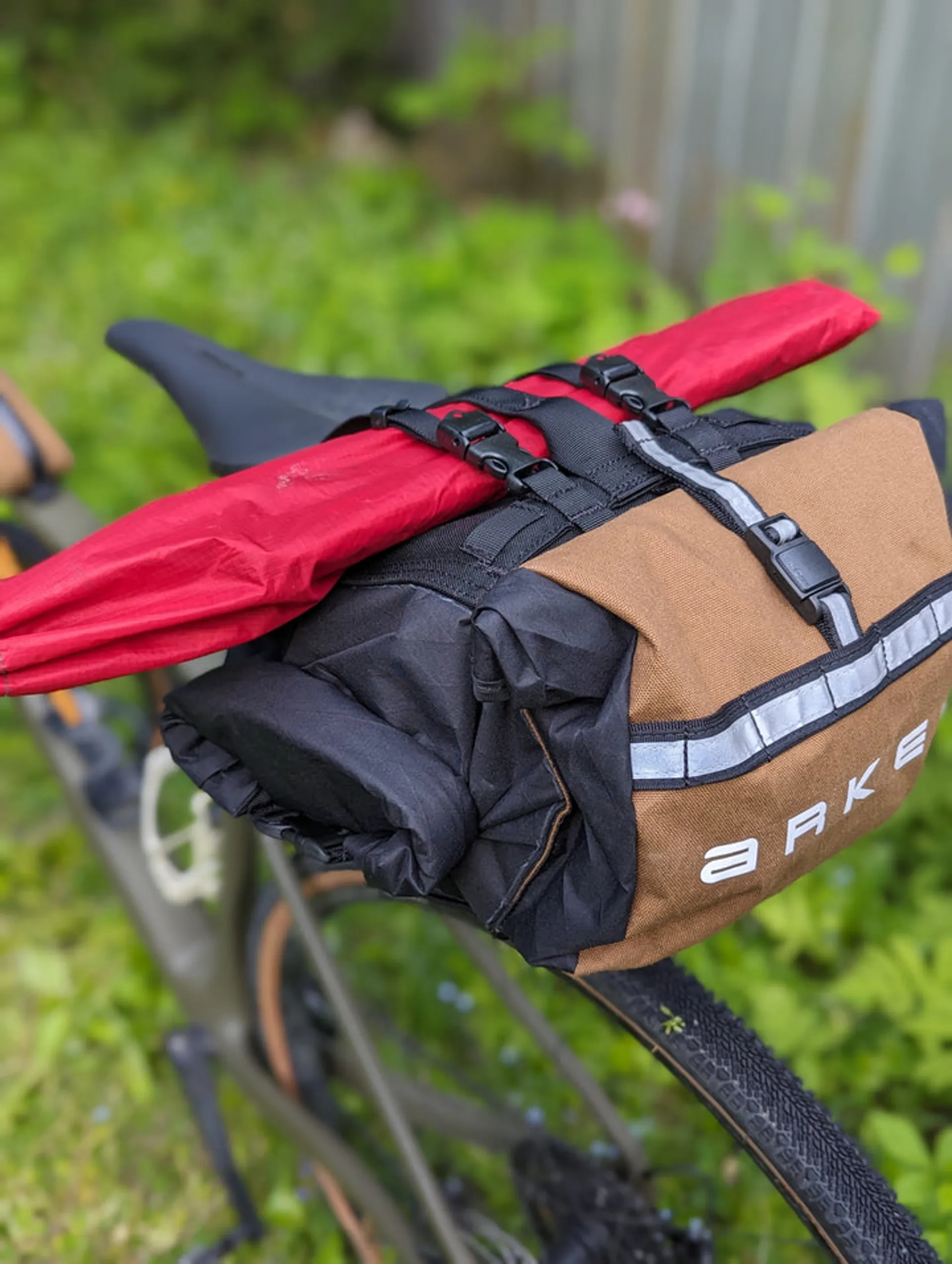 Arkel 15L Rollpacker Rear Bikepacking Bag and Rack Kit Brown